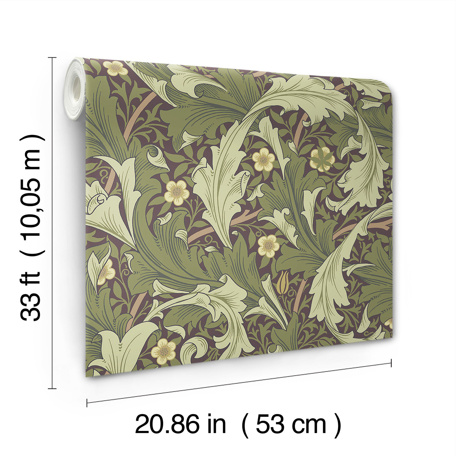Granville Floral Wallpaper, Plum
