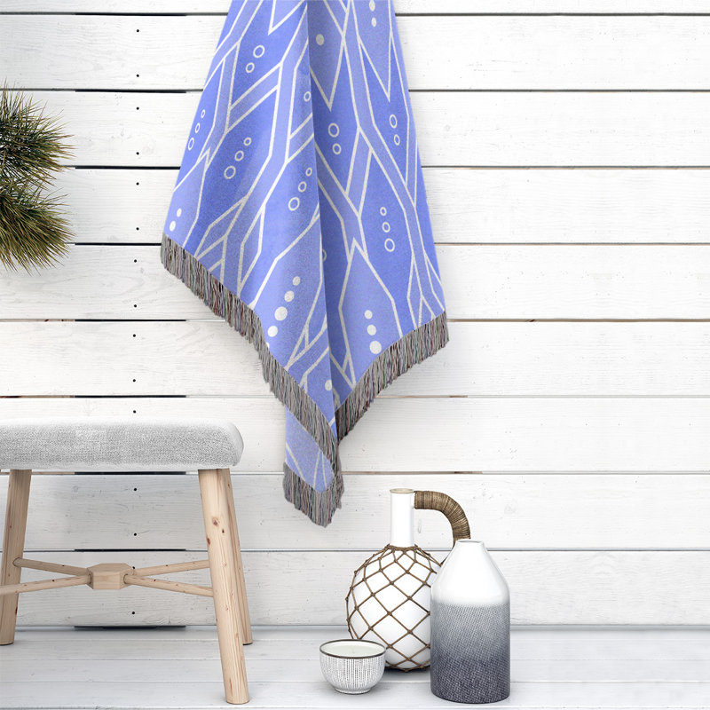 Jeté en coton tissé à motif de treillis Katelyn Elizabeth, Bleu