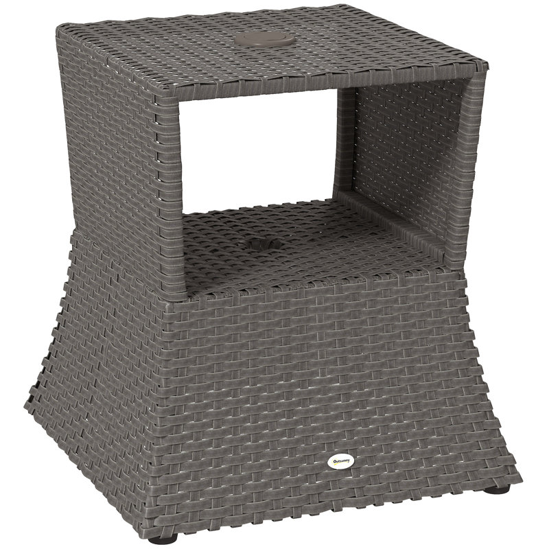 Square Metal Outdoor Coffee Table With Umbrella Hole , 54cm cm W 54cm cm D