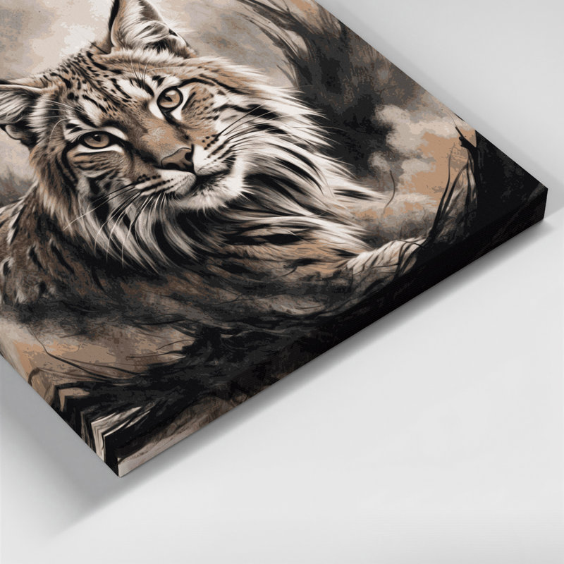 «Big Cats Carcarian Lynx», art mural sur toile grise, H 20 po x l 30 po