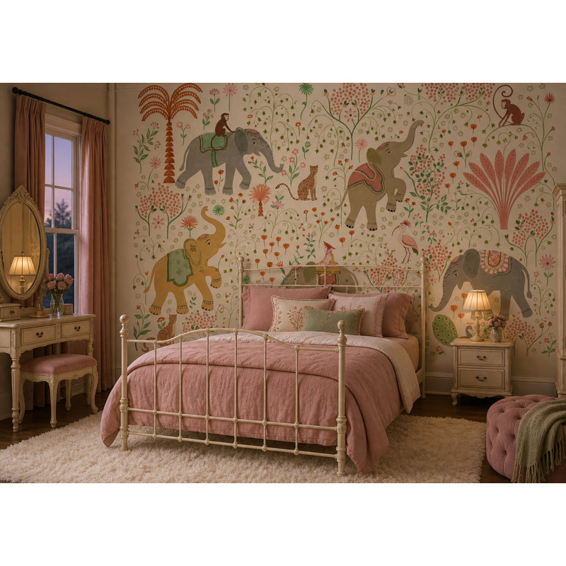 Papier peint fantaisiste Elephants Global Inspired, 160 po x 108 po, Peler et coller