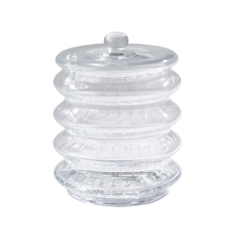 Wave Canister-Clear Seeded-Lg, 9.75" H x 7.75" W x 7.75" D