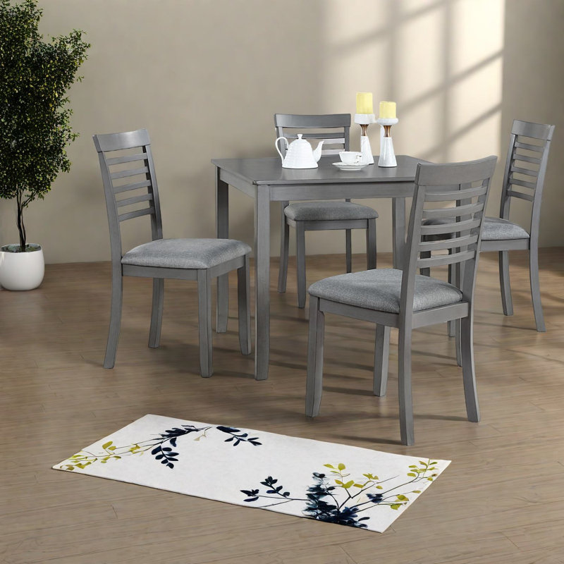 Ensembles de table de salle à manger modernes en bois peu encombrants avec chaises confortables, gris