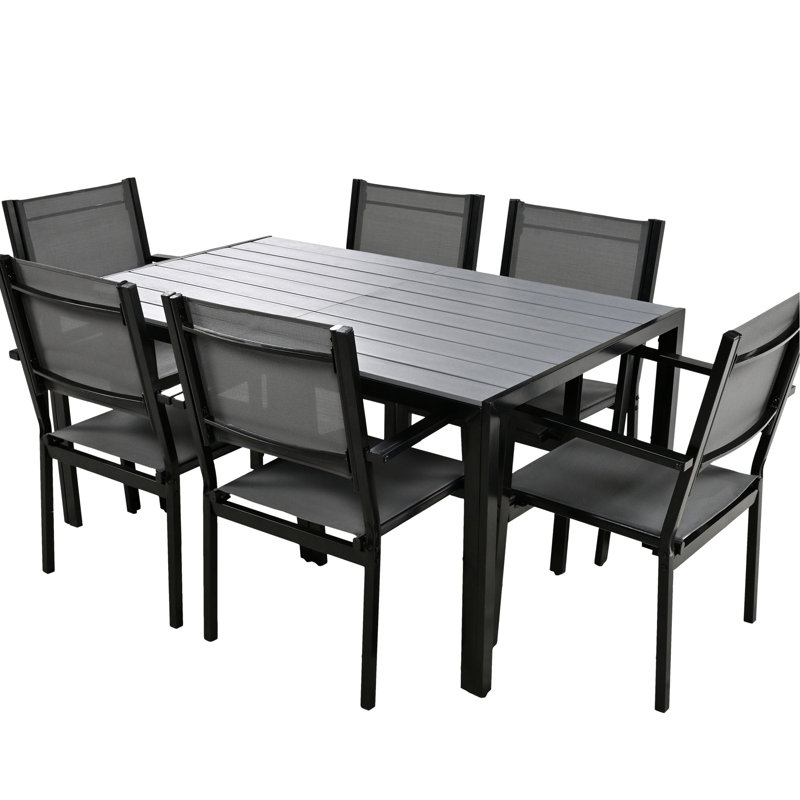 Ensemble de table et chaises d'extérieur en acier gris, Gris