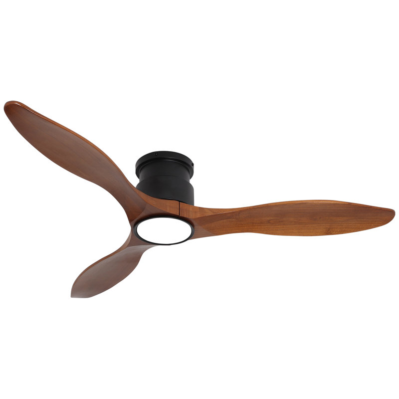 52 in. Dimmable LED Indoor/Outdoor Dark Brown Smart Wood Ceiling Fan with Light and Remote