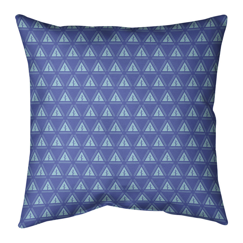 Coussin décoratif à motif d’arbre minimaliste classic Barbra, 14 po x 14 po, Duvet synthétique, Petit bleu / sarcelle