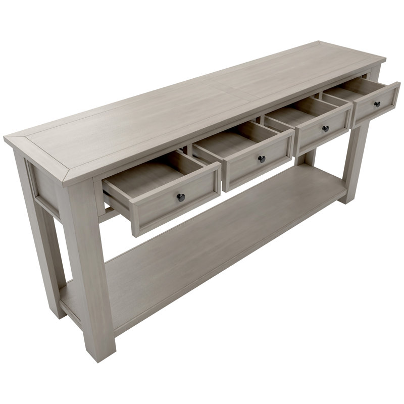 Console Table/Sofa Table With Storage Drawers And Bottom Shelf For Entryway Hallway, Gray Wash