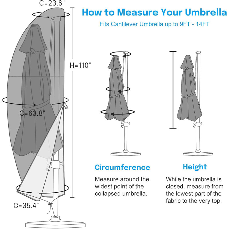 Patio Umbrella Cover For Outdoor – Heavy Duty 420D Oxford Fabric With Pole & Zipper, Easy Install – Waterproof, UV Resistant, Prevents Fading & Rips – Fits 9–14Ft Cantilever & Offset Umbrellas （Green）