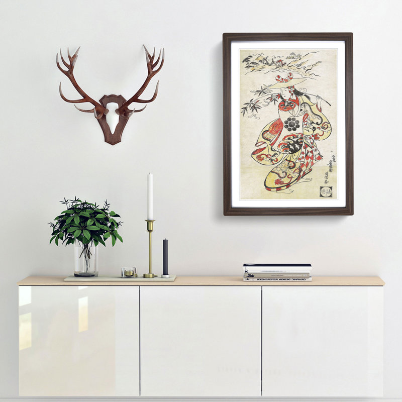 Sawamura Kodenji by Torii Kiyonobu - Picture Frame Painting Print, 65cm H x 48cm W x 2cm D, Walnut Framed