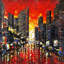 «Abstract Sunset on the City - Building Orange», reproduction encadrée