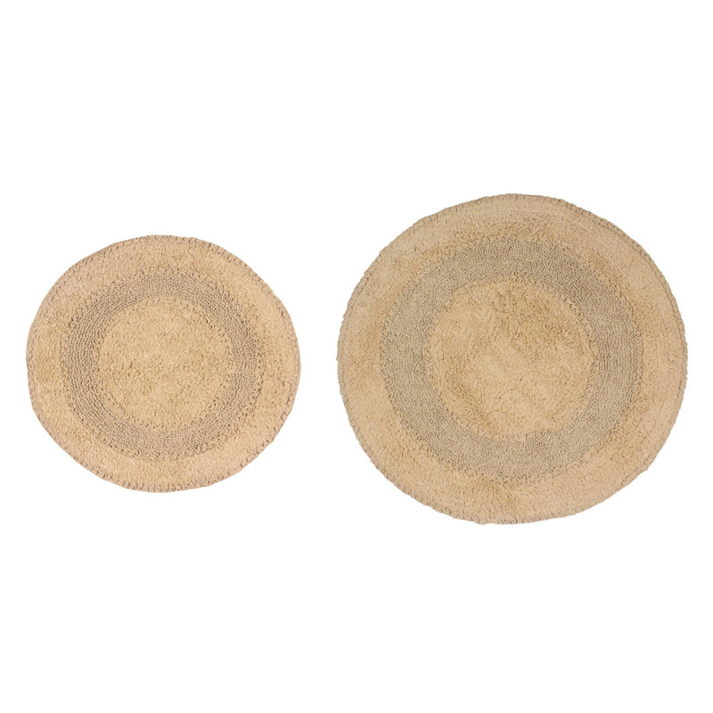 Zorica 100% Cotton Bath Mats (Set of 2), Linen