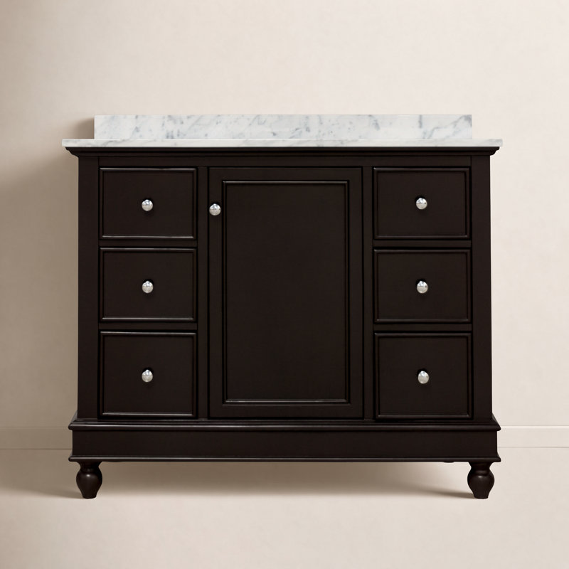 Ensemble de meuble-lavabo simple 42 po Ferdinand, Marbre de Carrare, Chocolat