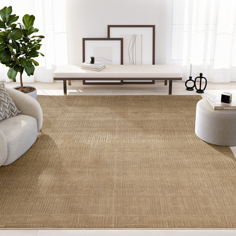 Tapis beige Abani Rugs Plush Deco PDE120A, 7 pi 6 po x 10 pi 2 po