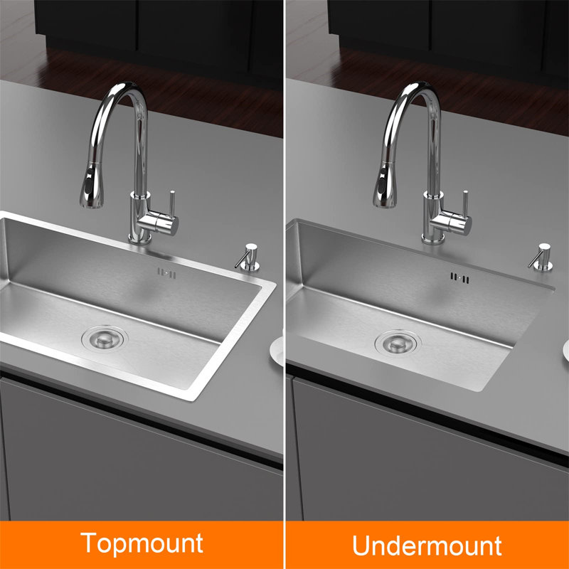 Belfry Kitchen Mattalyn 70mm W Single Bowl Stainless Steel Kitchen Sink with 1 Faucet Hole, Stainless Steel