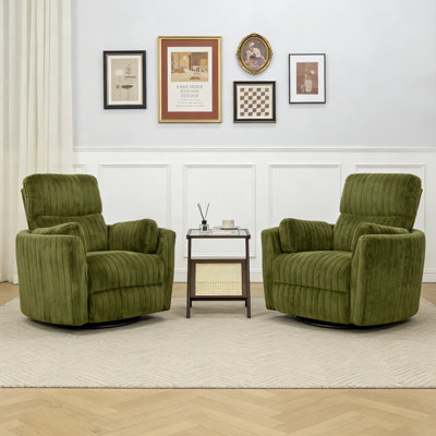 2-Pieces 39" Wide Power Oversized Recliner Chair With 2 Pillows, USB Ports Electric Nursing Reclining Chairs, Comfy Chair For Bedroom Living Room