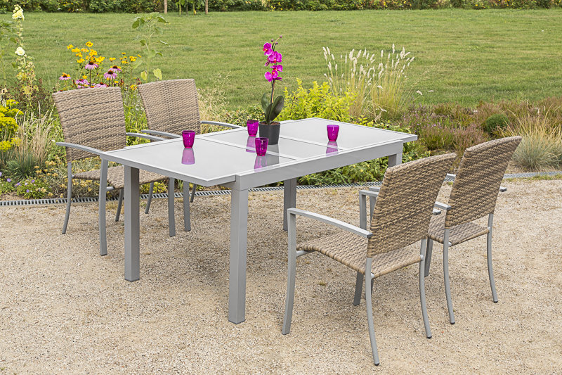 Ashmita 4 - Person Patio Dining Set with Extendable Rectangular Table