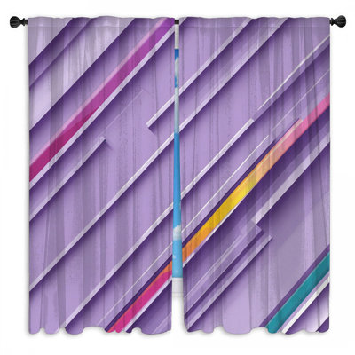 Purple Diagonal Stripes Window Curtains Stripes Sheer & Room Darkening - 2 Panels