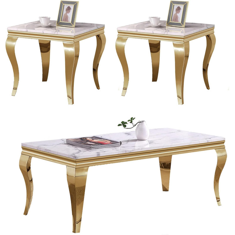 Ensemble de table de salon 3 pièces, Gold