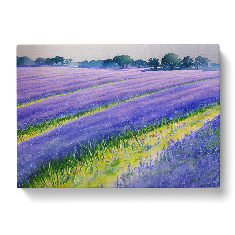 Bluebell Field In Watercolour Vol.2 - Wrapped Canvas Painting, 40cm H x 60cm W x 3cm D