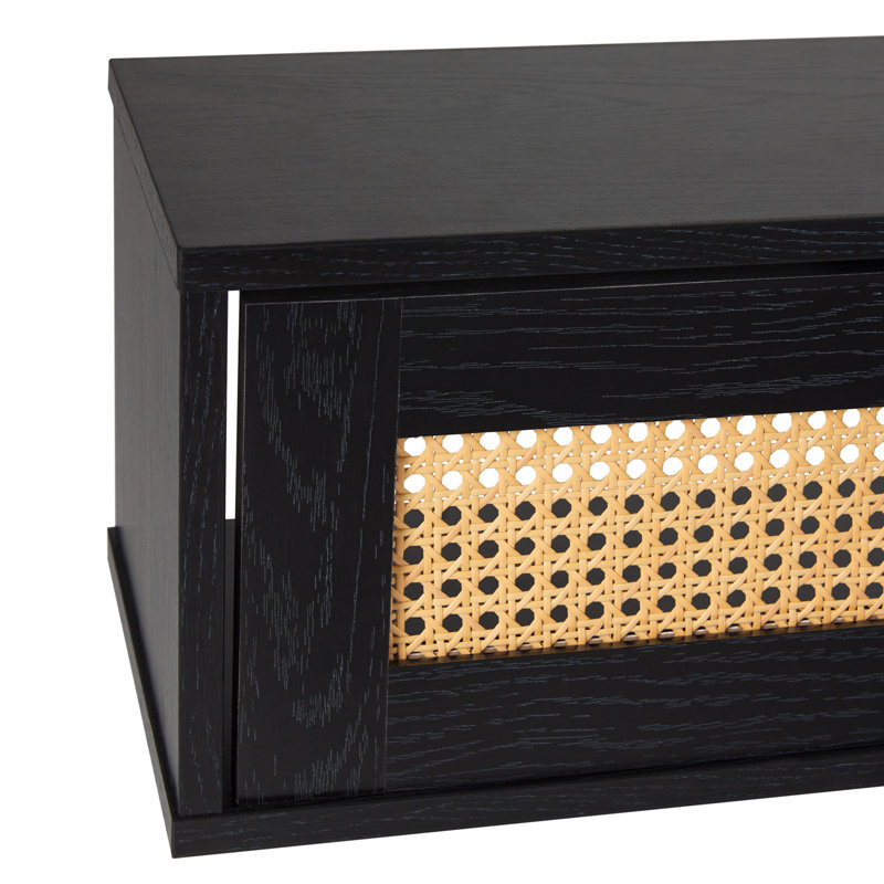 Petoskey Floating Wall Mounted TV Stand with 2-Dropdown Doors, Black, 58" W