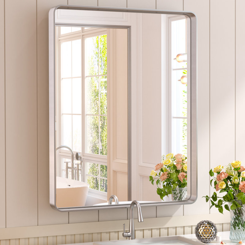 Miroir d'appoint Tyro, Argent, 30 po x 24 po, Rectangulaire