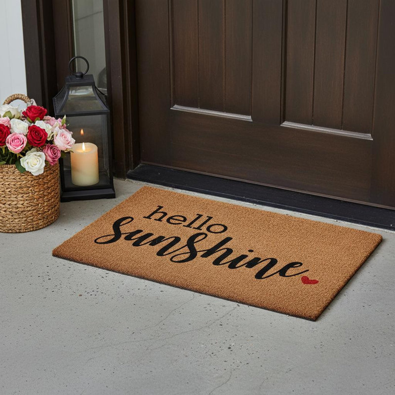 Tapis d'entrée et d'extérieur antidérapant Caralee Hello Sunshine, L 17 po x L 29 po
