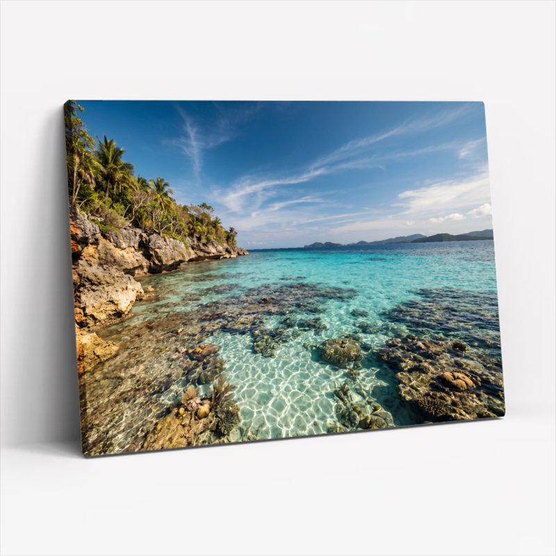 Ensemble de 1 tableau sur toile « Plage tropicale », H 18 po x l 24 po, Toile tendue
