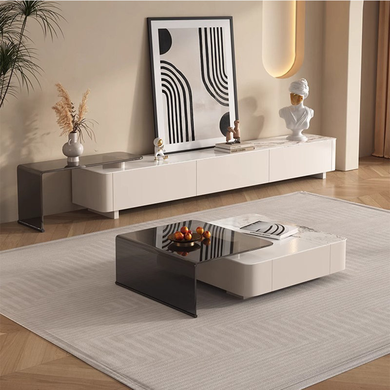 Table de bout en verre et plaque italienne de style italien, Blanc/Noir