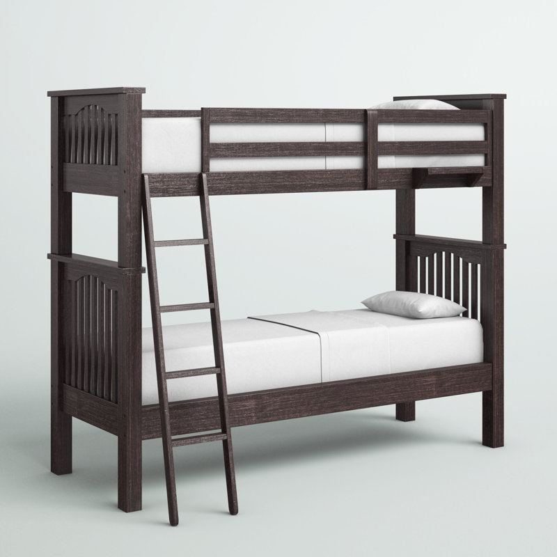 Lit superposé standard en bois massif Mateo, Simple au dessus de simple, Espresso