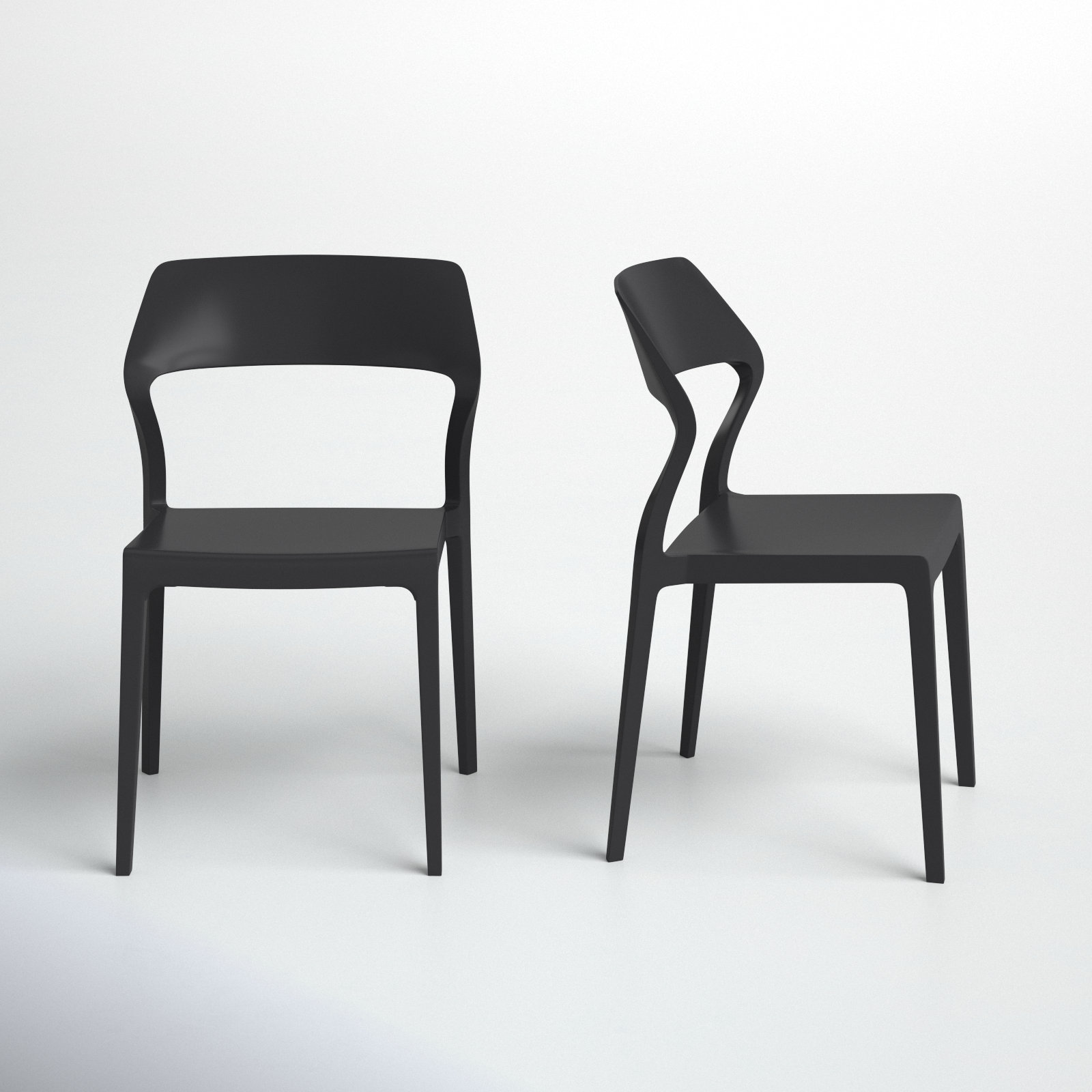 Farrah Stacking Patio Dining Side Chair, Black