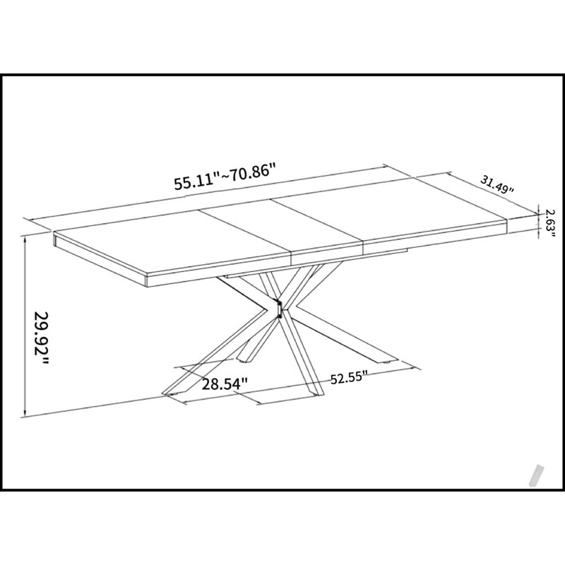 Table de salle à manger rectangulaire réglable avec plateau en pierre gris foncé, plaque en relief noire et base en fer, boîte de rangement incluse