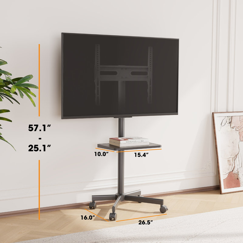 Meuble télé moderne avec roulettes pour téléviseurs de 32 à 65 pouces, Noir