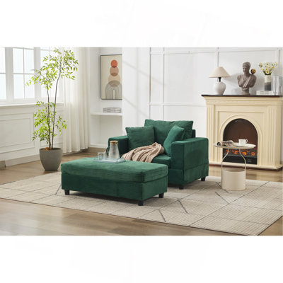 Chaise longue avec repose-pieds de rangement amovible Canapé-lit rembourré avec coussins, siège rembourré à assise profonde moderne pour le salon, la chambre à coucher