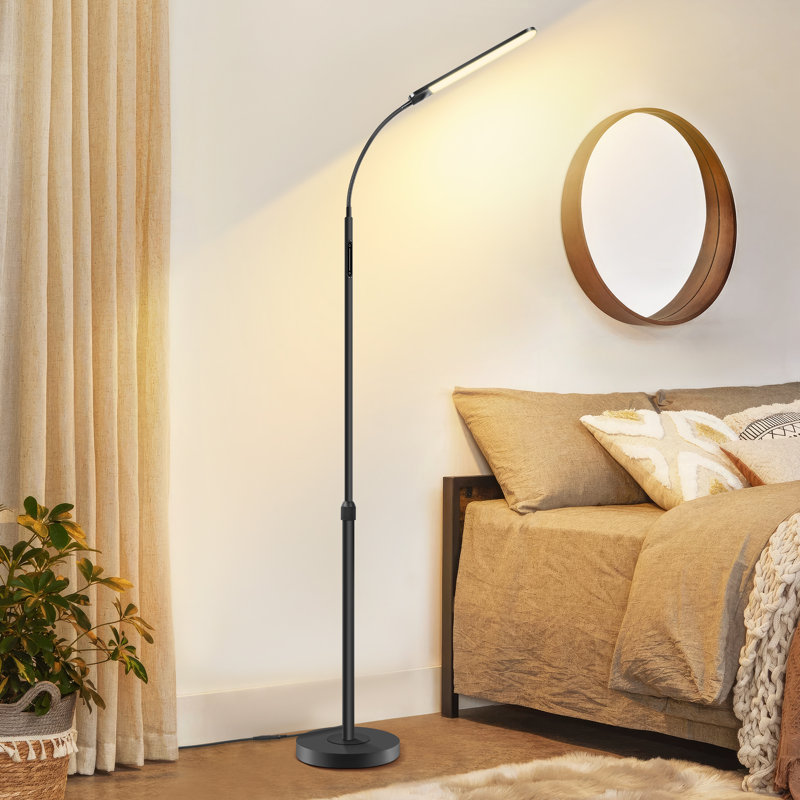 Loudean 72.8' Dimmable LED Floor Lamp with Remote Control, Adjustable Reading Floor Lamp, Black