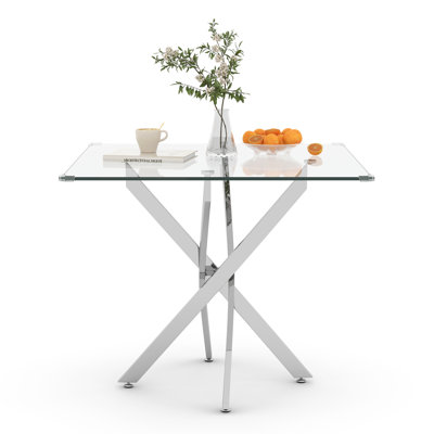 Glass Top Metal Base Dining Table