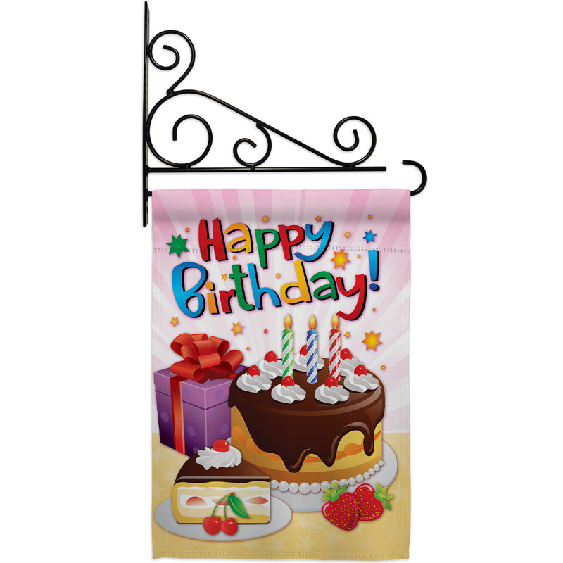 Double Sided 18.5 in. H x 13 in. W Polyester Birthday Flag set