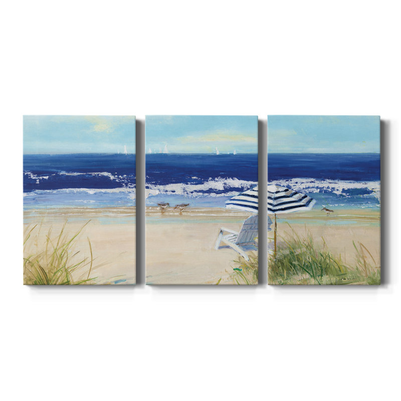 Beach Life II - Toile tendue avec châssis de qualité supérieure - Prêt à être accroché, H 36 po x l 72 po x P 1 po