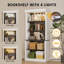 Grande bibliothèque à 5 niveaux avec colonne romaine et lumières DEL, armoire de rangement moderne avec tablettes