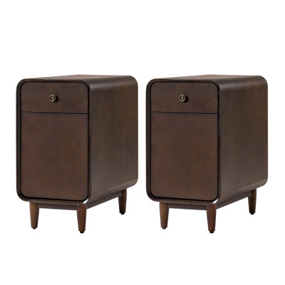  Bonwick MCM 26"Tall Solid Wood 1-Drawer and Legs End Table with Backside Magazine Rack