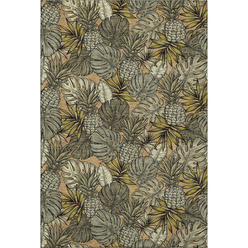 Premium Machine Washable Mayfield AMF206 Green Rug, Rectangle 10' x 14'