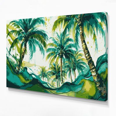 Toile hawaïenne vert palmier dattier