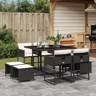 Hokku Designs 9 Piece Patio Dining Set With Cushions Gray Poly Rattan