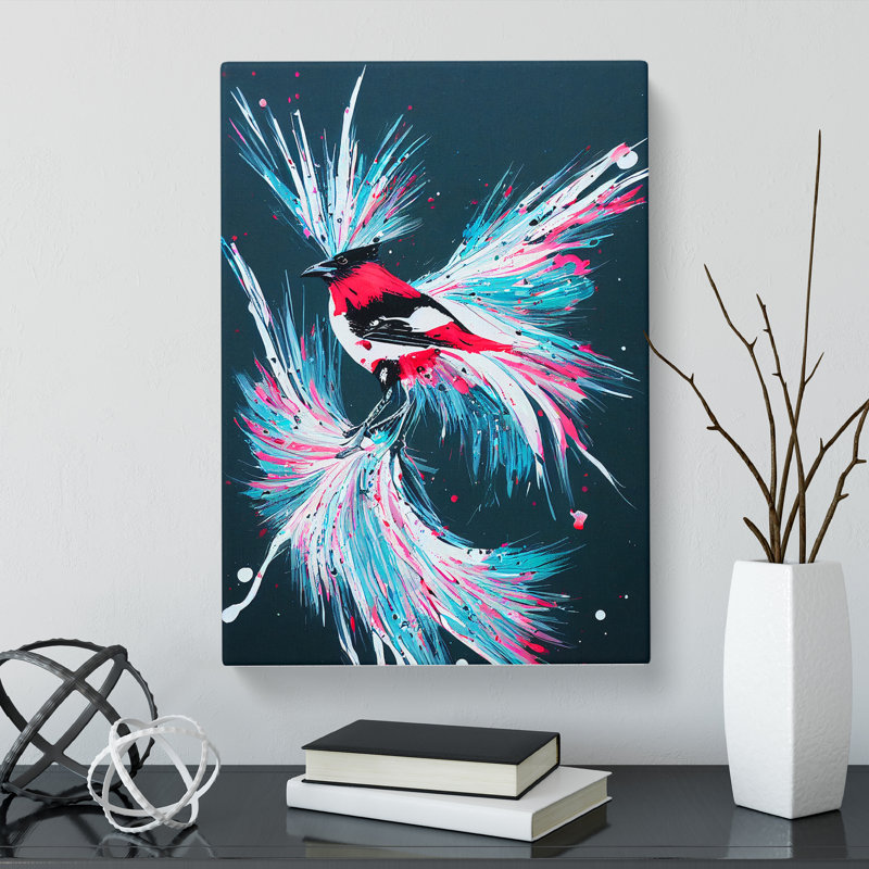 Magpie Bird Splash - Wrapped Canvas, 76cm H x 50cm W x 3cm D
