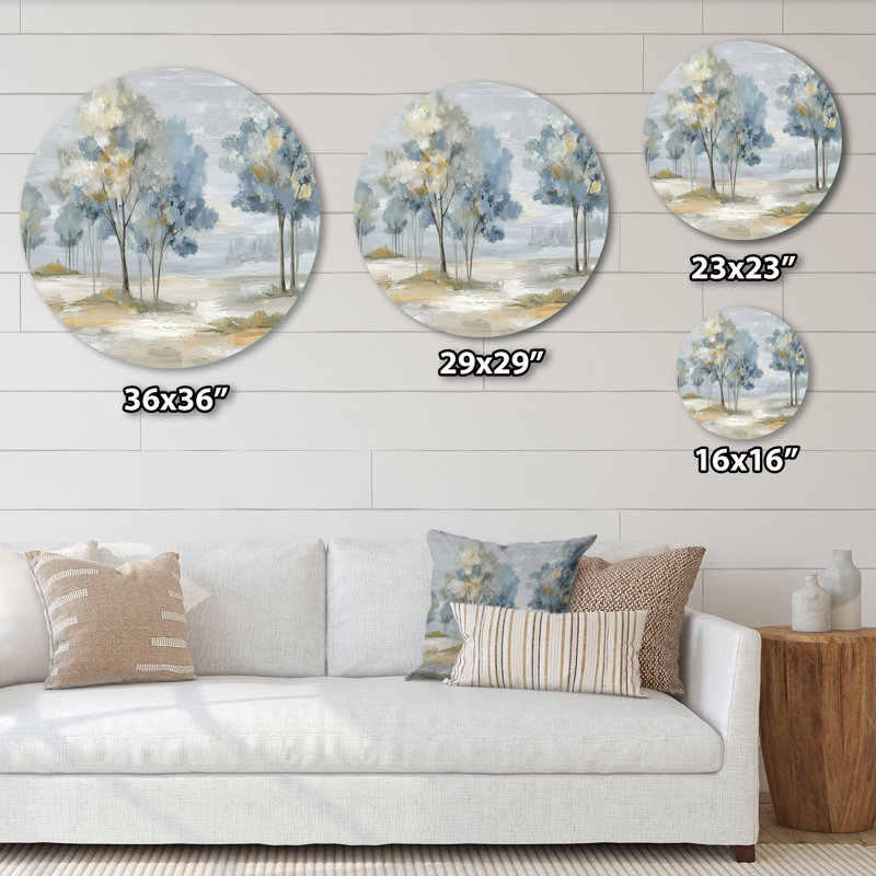 Sprint Time Floral Trees Forest Dream - Art mural rond en métal, L 36 po x H 36 po