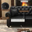 Canapé Chesterfield avec capitonnage à boutons Mid-Century 82,6 po avec garniture cloutée et 2 repose-pieds-1544026606