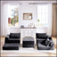 Canapé d'angle modulaire en forme de L de 254 cm (100 pouces) avec 5 coussins, idéal pour un salon confortable et personnalisable.