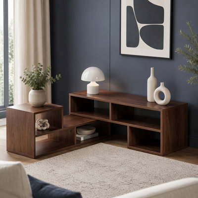 Dark Walnut Modular TV Stand, Free-Combination Open Storage Media Console, Modern Minimalist Entertainment Centre, Adjustable TV Cabinet for Living Room Bedroom Apartment