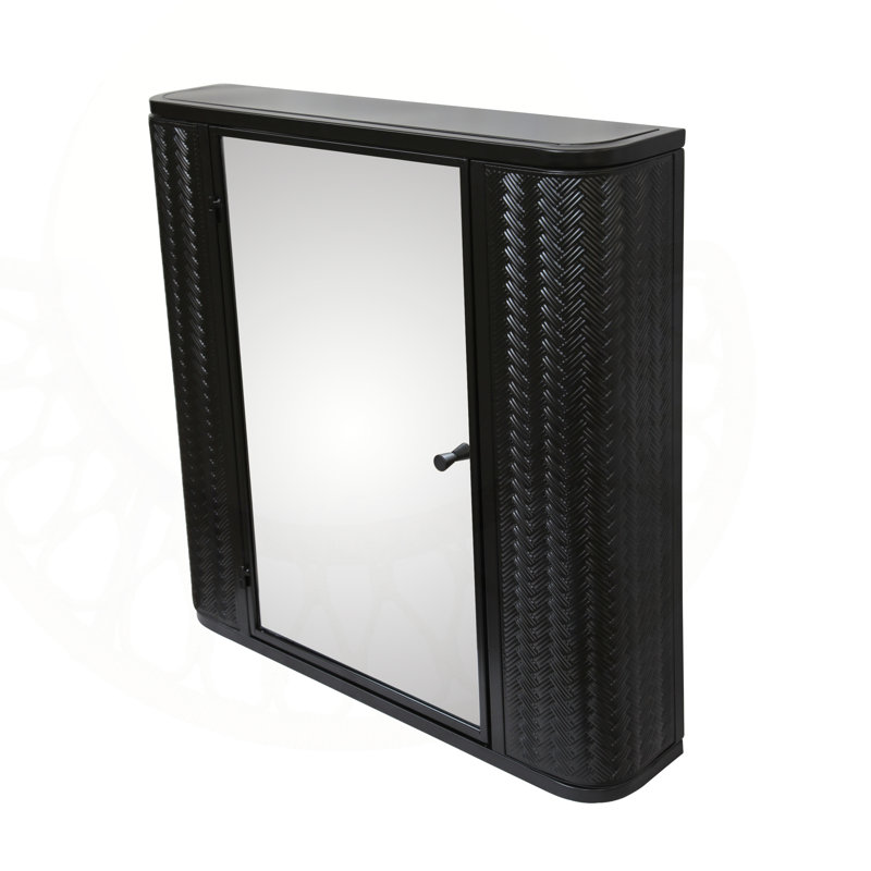 Armoire de salle de bain murale avec miroir, porte encadrée, 2 tablettes pour le rangement, style maison de campagne moderne, rangement pour toilette ou coiffeuse