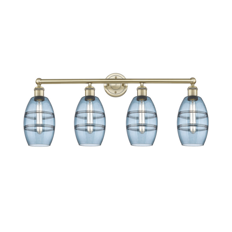 Dundrod 4 - Light Dimmable Vanity Light, Princess Blue, Antique Brass
