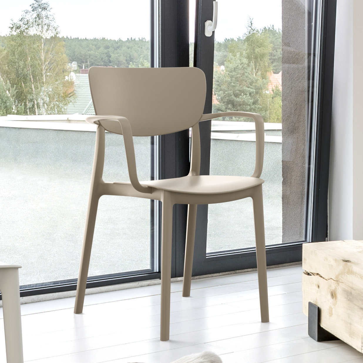 Farrah Stackable Patio Armchair, Taupe